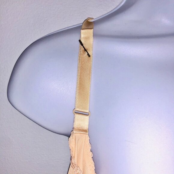 Vintage 50s Womens S Full Slip Beige Sleeveless Lace V Neck Adjustable Strap - Picture 9 of 9